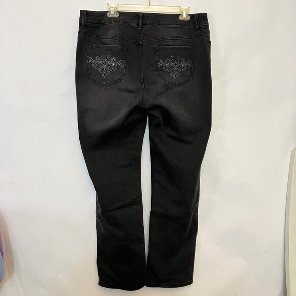 Chico's Platinum Womens Embellished Bootcut Jeans Faded Black Size 2.5 or US 14 - Picture 3 of 6